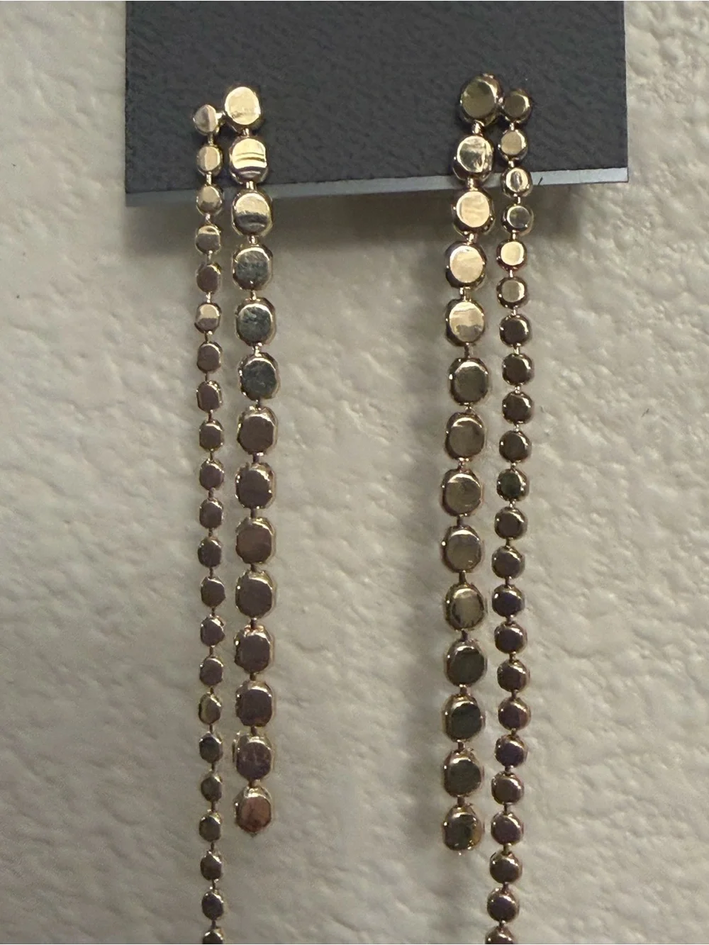 Express Shiny Gold Long Disc Drop Earrings